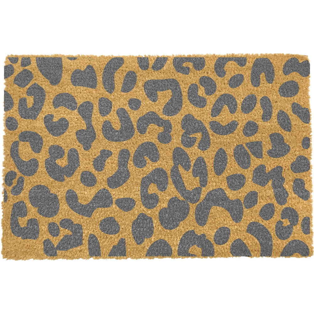 Sivá rohožka z prírodného kokosového vlákna Artsy Doormats Leopard 40 x 60 cm