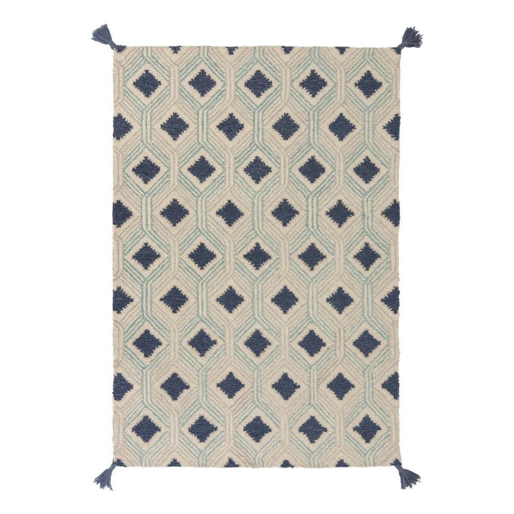 Béžovo-modrý vlnený koberec Flair Rugs Marco 200 x 290 cm