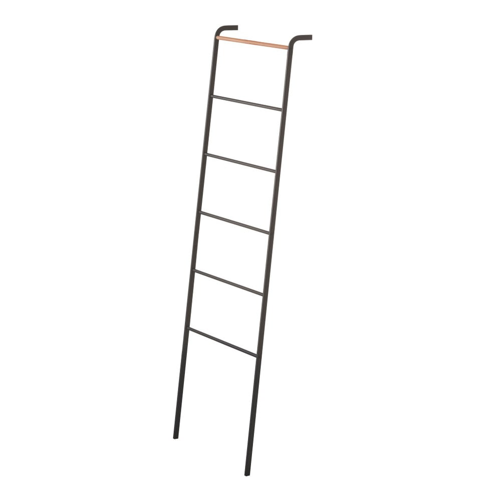 Čierny dekoratívny rebrík s detailom z bukového dreva YAMAZAKI Tower Ladder