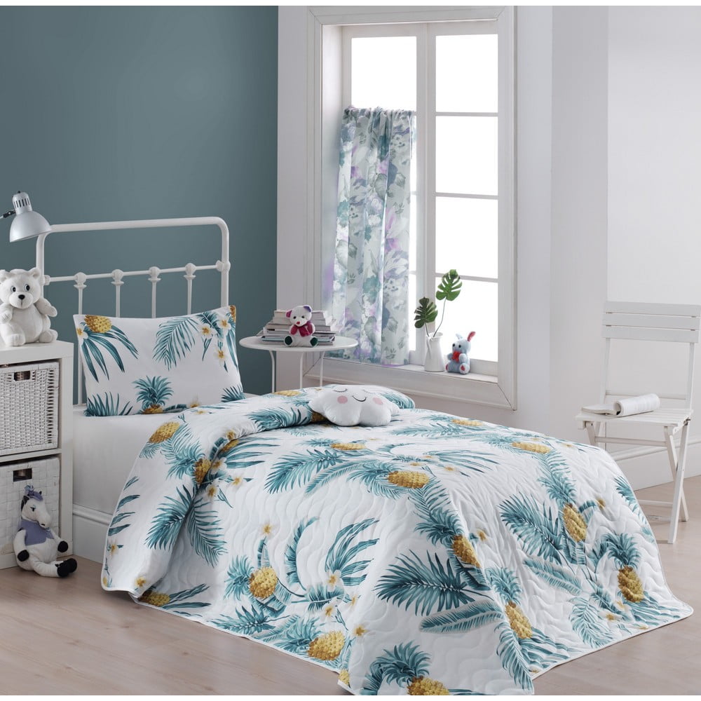 Detská prikrývka cez posteľ s obliečkou na vankúš Eponj Home Ananas 160 x 220 cm
