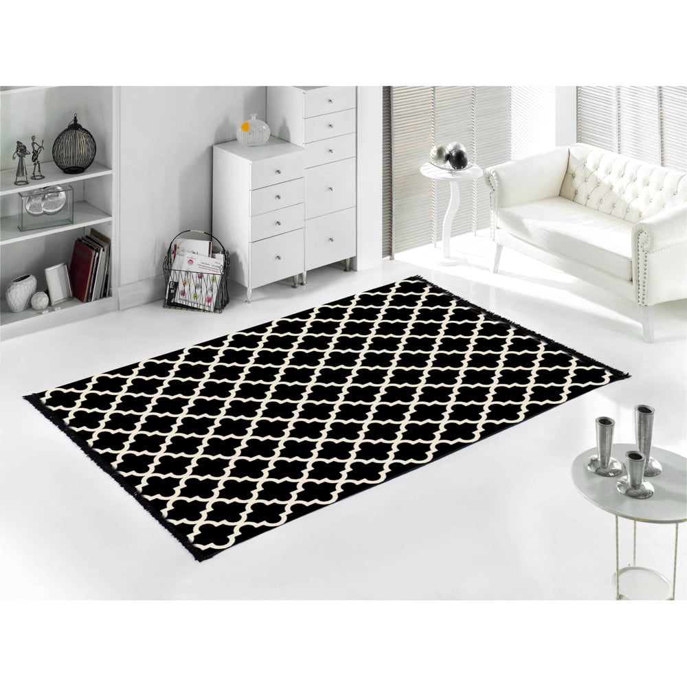 Čierno-biely obojstranný koberec Madalyon 120 × 180 cm