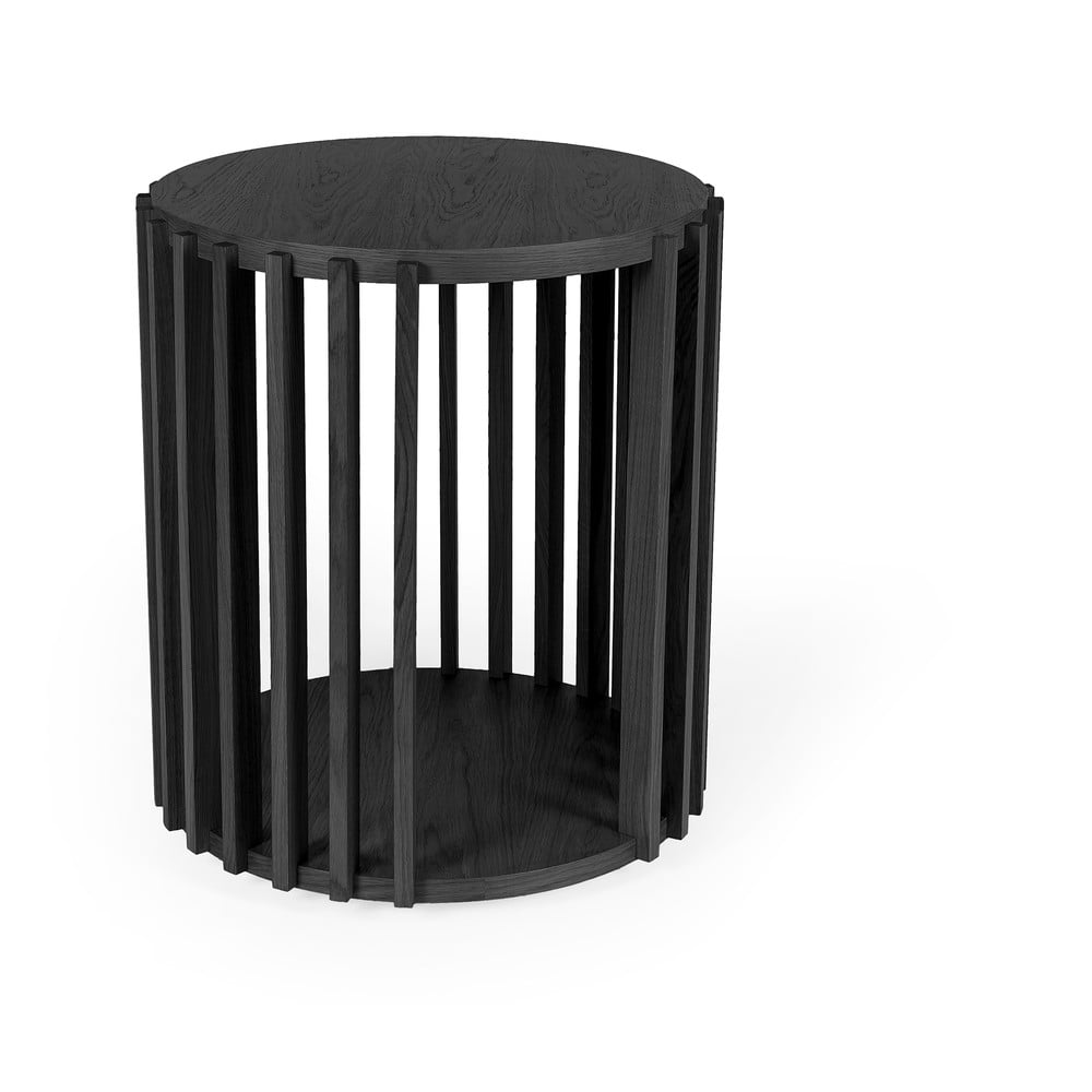Čierny odkladací stolík Woodman Drum ø 53 cm