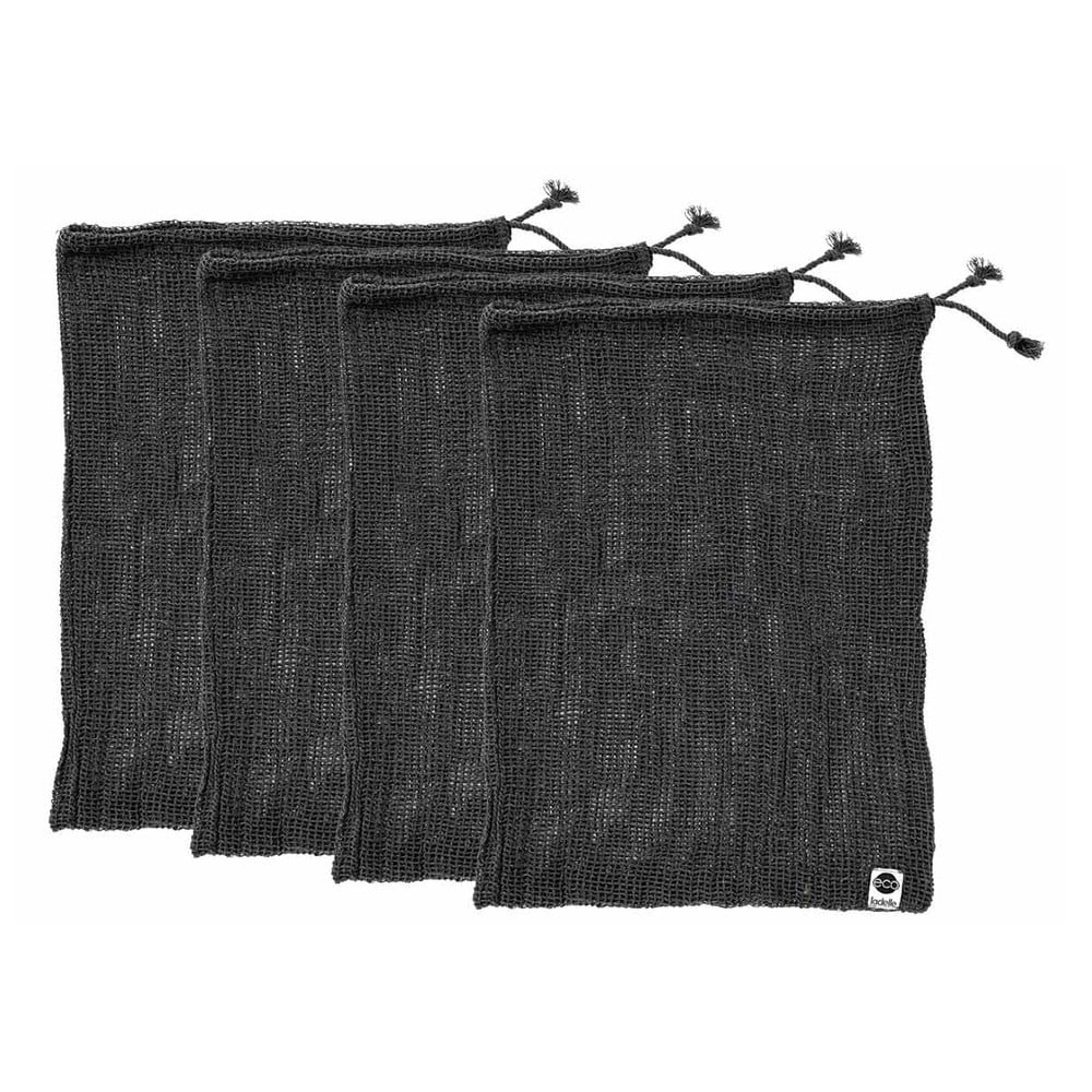 Súprava 4 čiernych desiatových vreciek z recyklovanej bavlny Ladelle Eco 30 x 40 cm