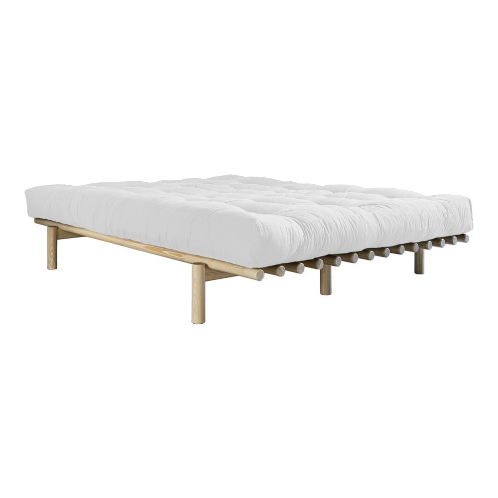 Dvojlôžková posteľ z borovicového dreva s matracom Karup Design Pace Double Latex NaturalNatural 180 × 200 cm