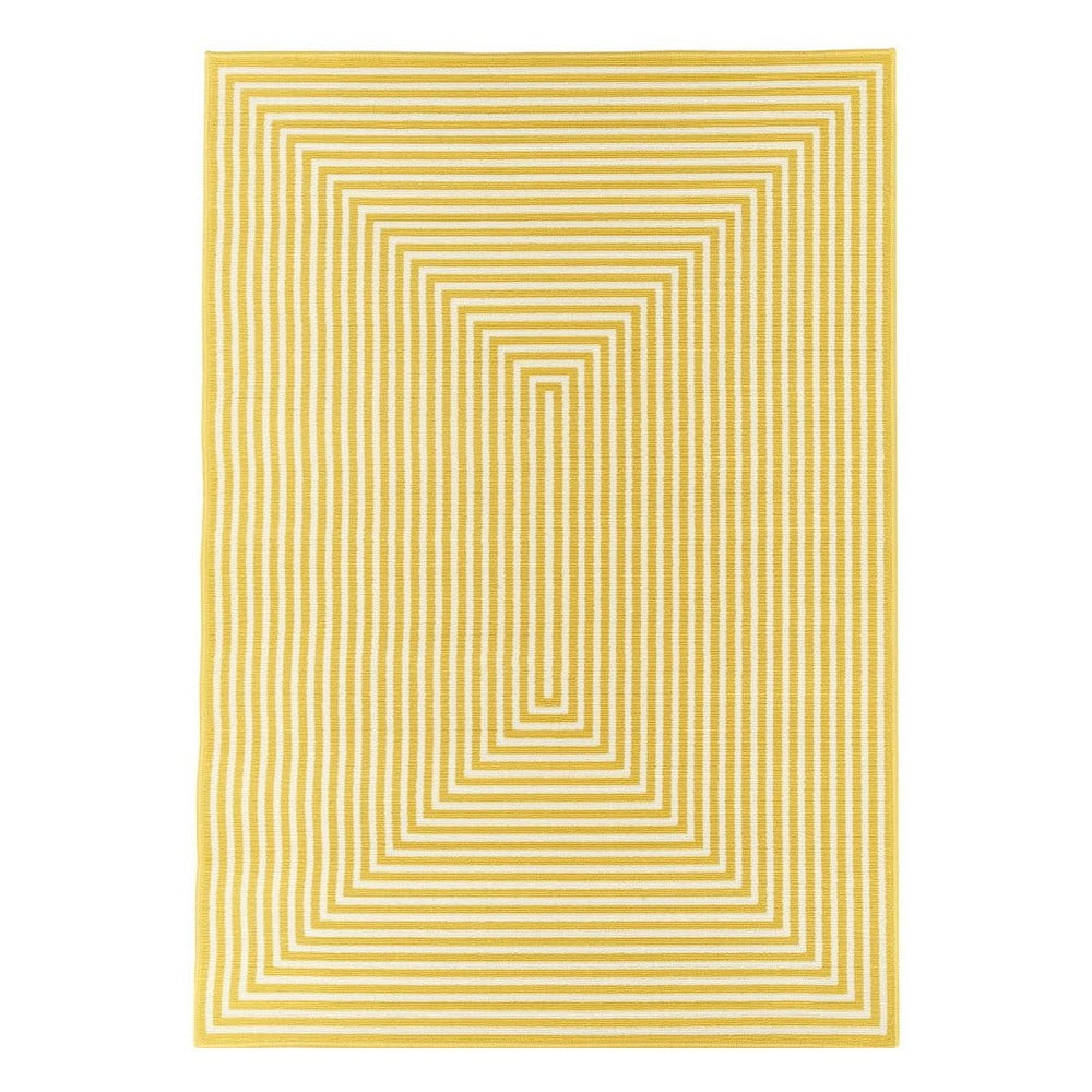 Žltý a umývateľný vonkajší koberec Braid 200 × 285 cm