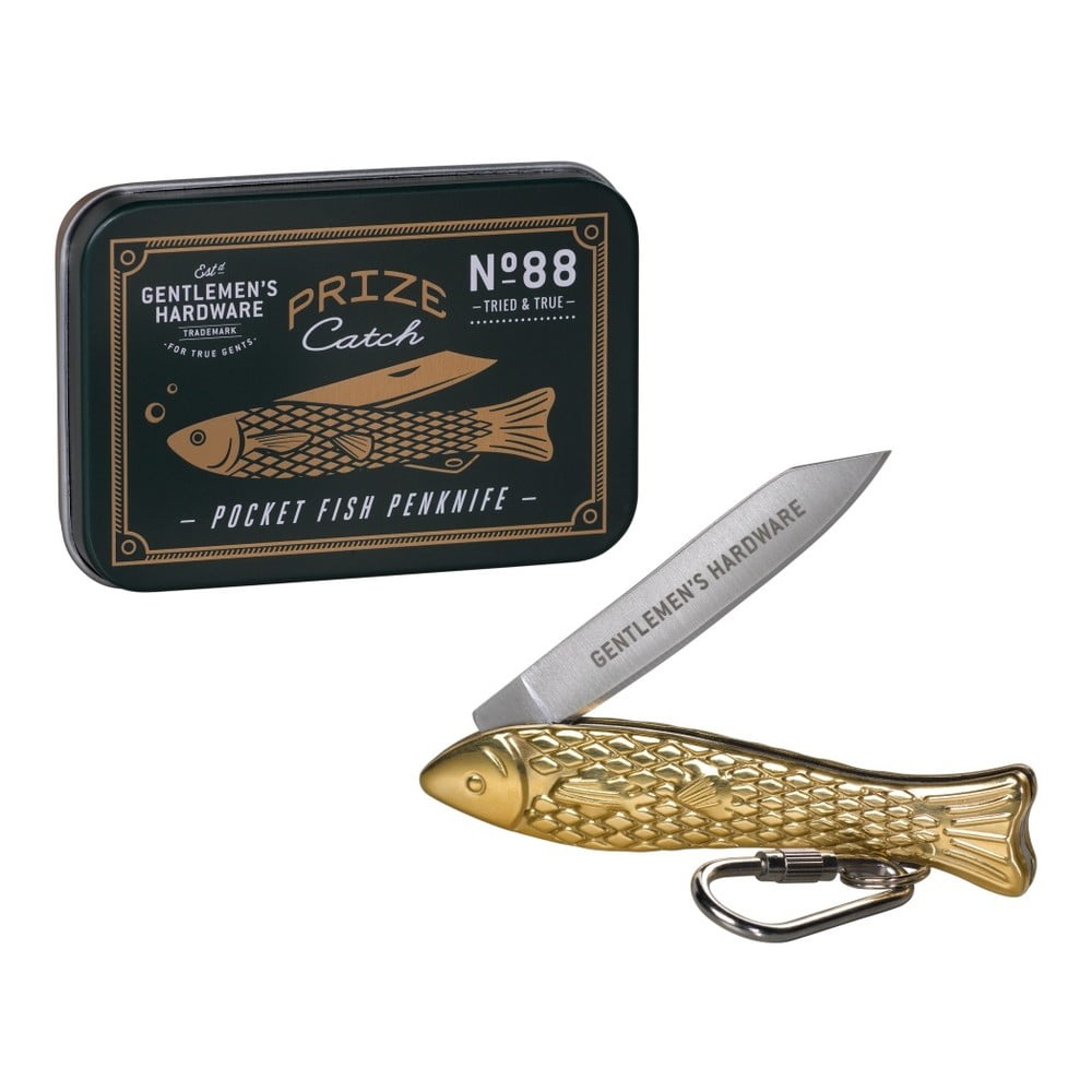 Nožík v tvare rybičky v zlatej farbe Gentlemens Hardware