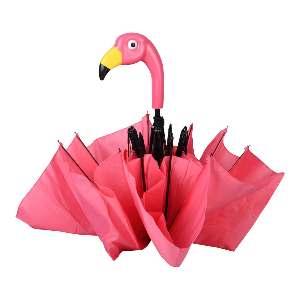 Ružový skladací dáždnik Esschert Design Flamingo ⌀ 965 cm