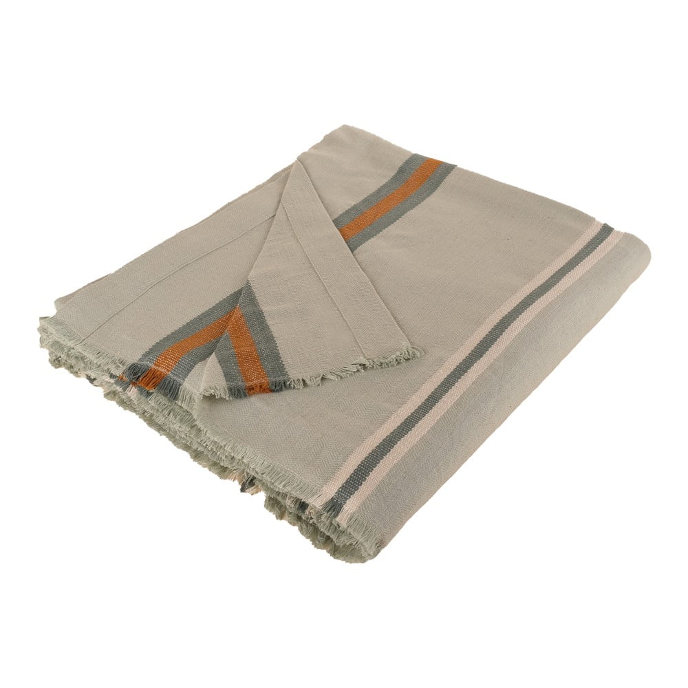 Sivozelená prikrývka cez posteľ zo zmesi bavlny a ľanu Buldans Aren 240 x 260 cm