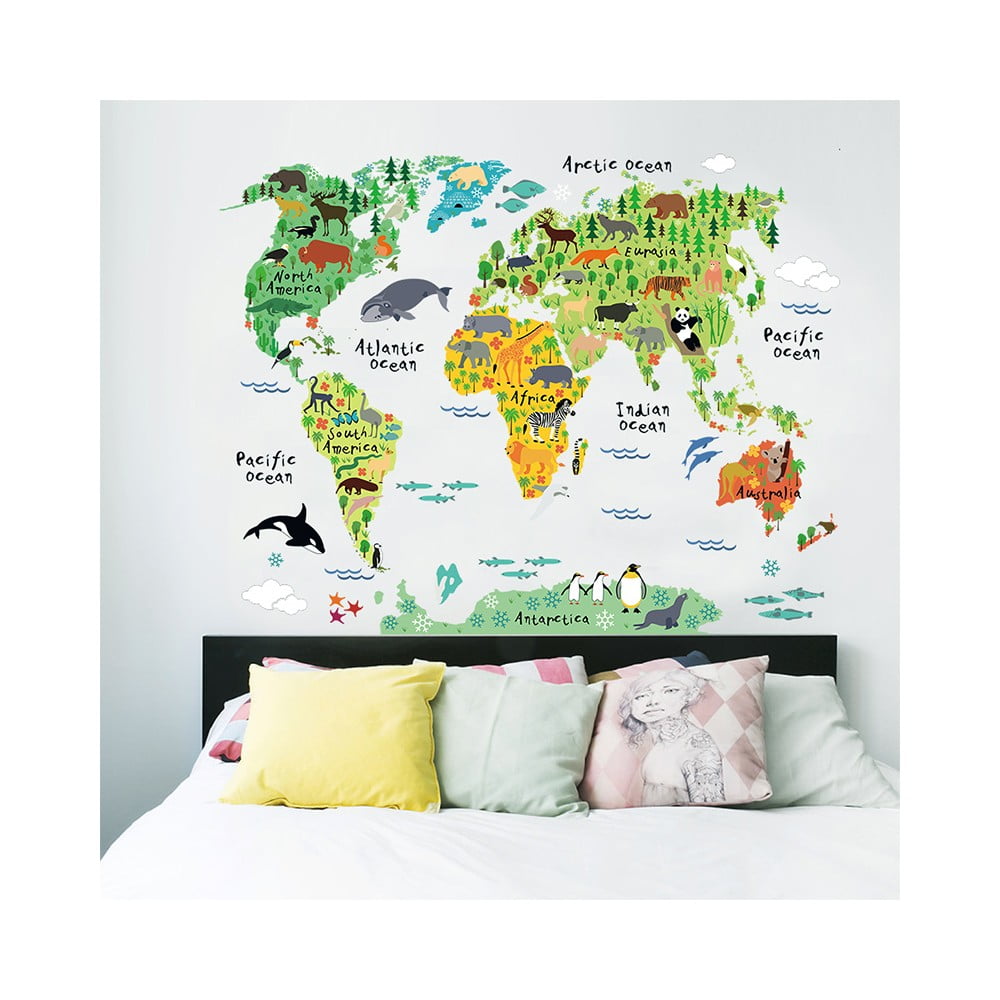 Nástenná detská samolepka Ambiance World Map 73 × 95 cm
