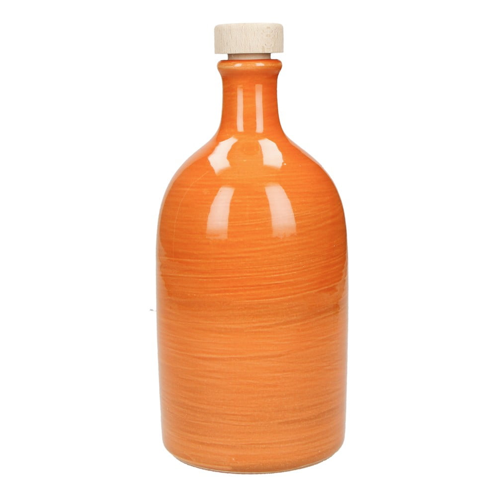 Oranžová keramická fľaša na olej Brandani Maiolica 500 ml