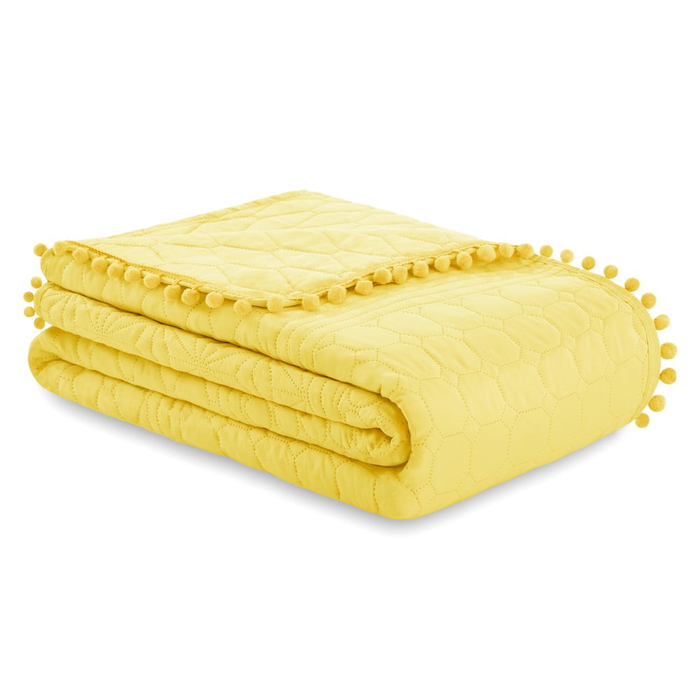 Žltá prikrývka na posteľ AmeliaHome Meadore 170 x 210 cm