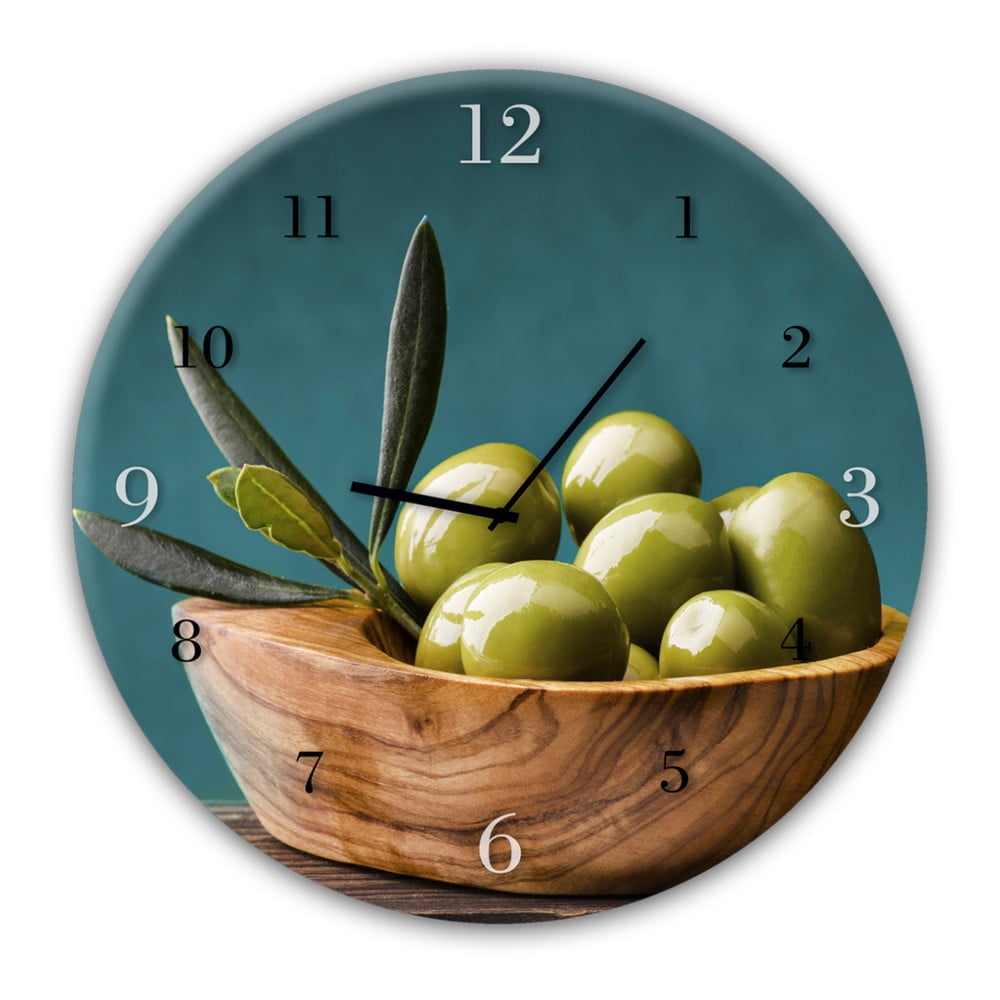 Nástenné hodiny Styler Glassclock Olives ⌀ 30 cm