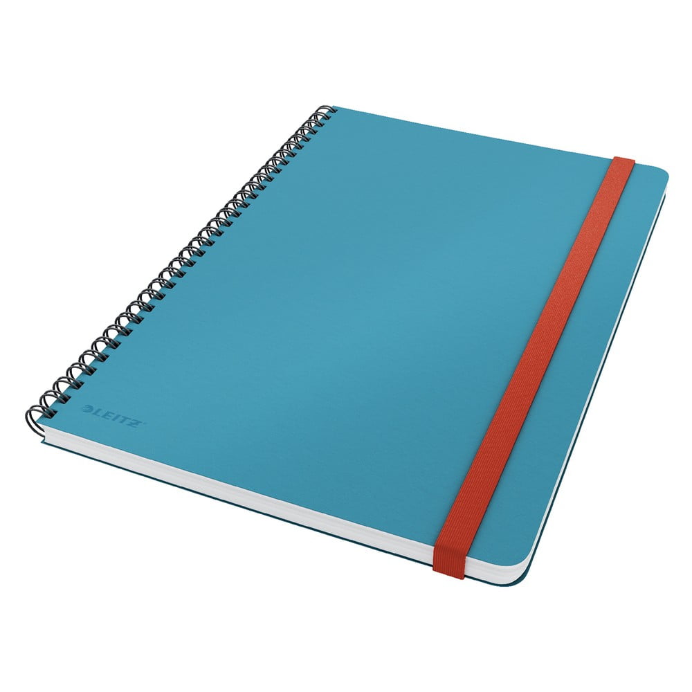 Modrý krúžkový zápisník s hebkým povrchom Leitz 80 stran