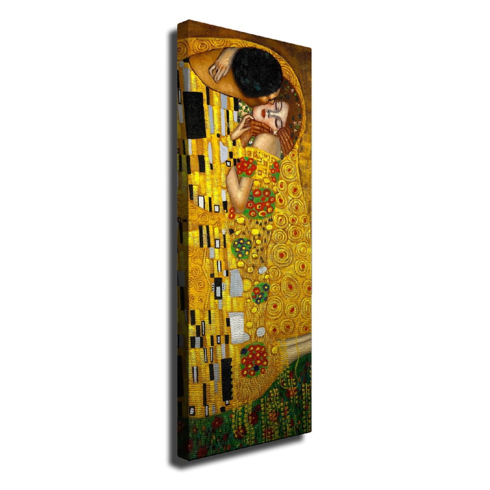 Nástenná reprodukcia na plátne Gustav Klimt The Kiss 30 × 80 cm