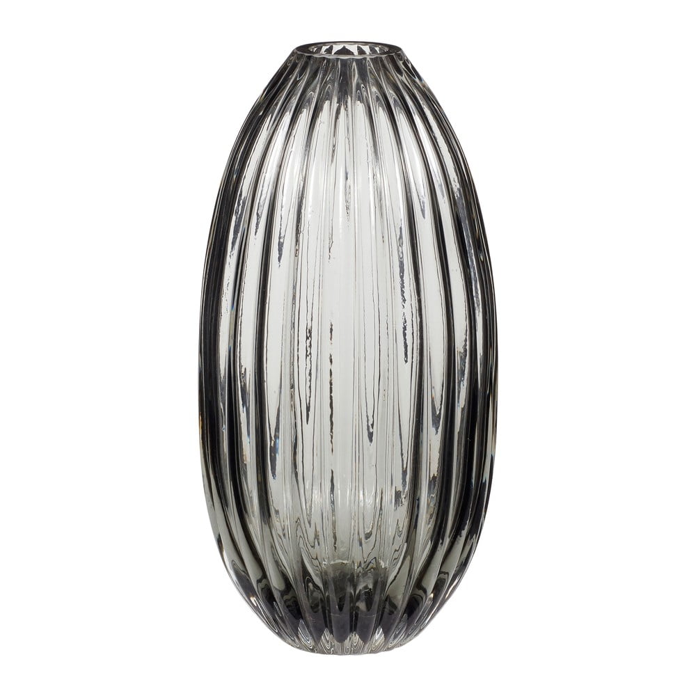Sivá sklenená váza Hübsch Smoked výška 30 cm