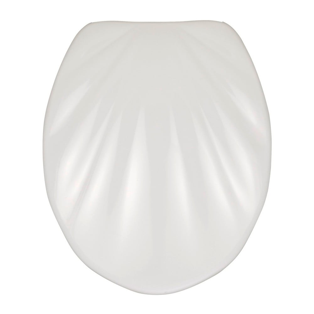 Biele WC sedadlo s jednoduchým zatváraním Wenko Premium Sea Shell 455 × 38 cm