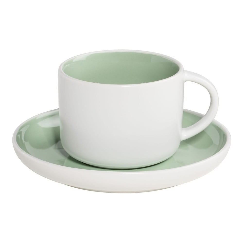 Bielo-zelený porcelánový hrnček s tanierikom MaxwellWilliams Tint 240ml