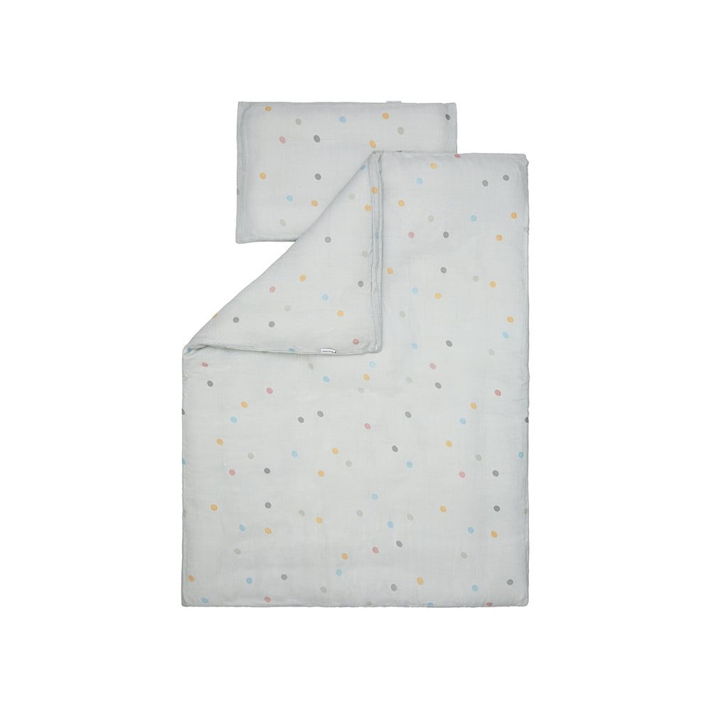 Sivé mušelínové detské obliečky Kindsgut Dots 100 x 135 cm