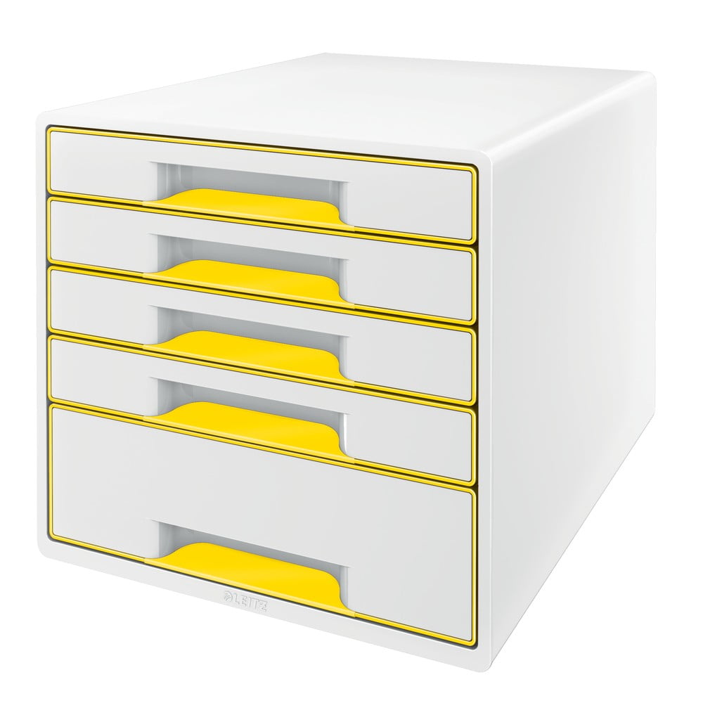 Bielo-žltý zásuvkový box Leitz WOW CUBE 5 zásuviek
