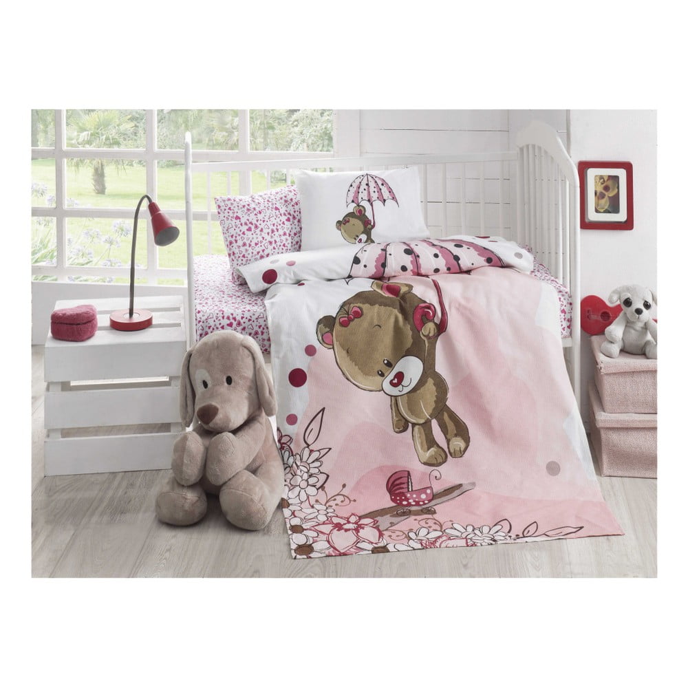 Detská prešívaná bavlnená prikrývka cez posteľ Baby Pique Pinkie 95 x 145 cm