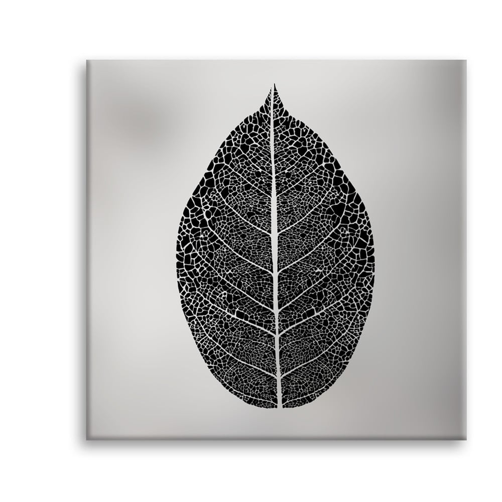 Obraz Styler Canvas Silver Uno Black Leaf 65 × 65 cm