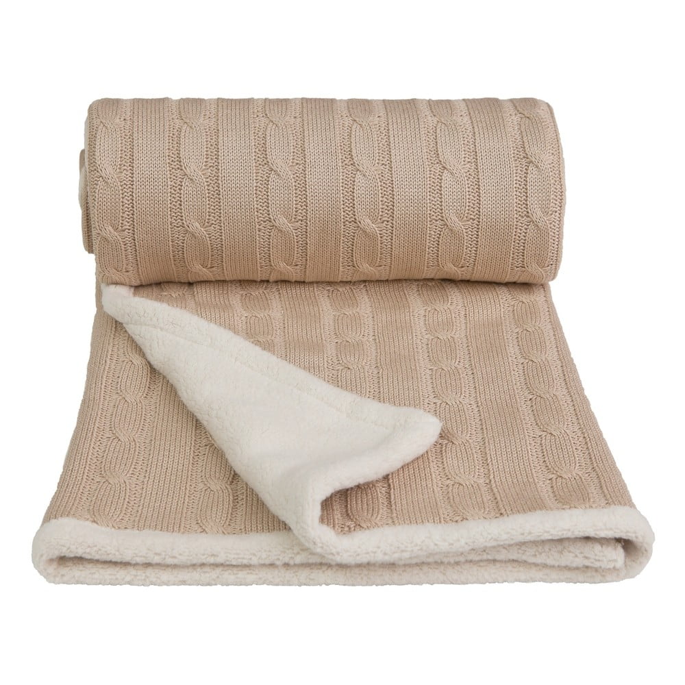 Béžová pletená detská deka s podielom bavlny T-TOMI Winter 80 x 100 cm