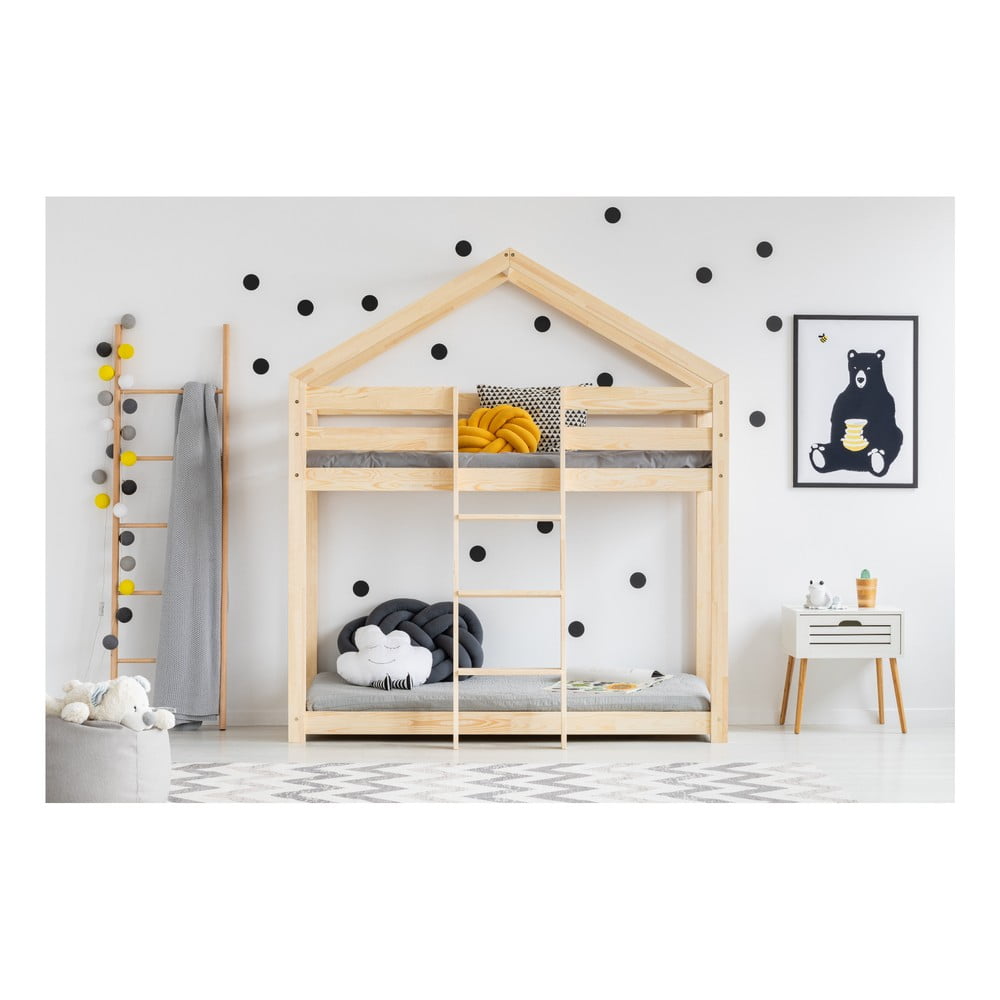 Domčeková poschodová posteľ z borovicového dreva Adeko Mila DMP 80 × 180 cm