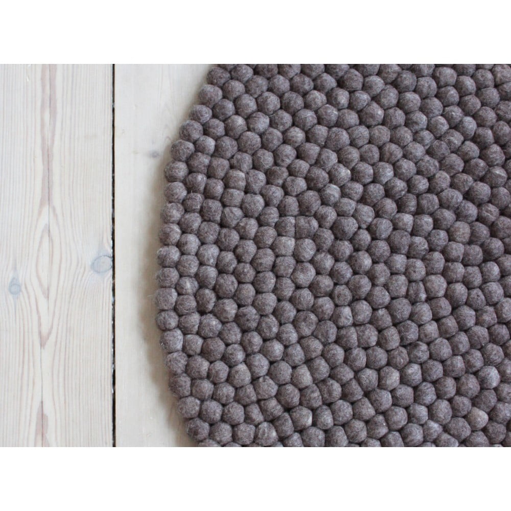 Orechovohnedý guľôčkový vlnený koberec Wooldot Ball rugs ⌀ 90 cm