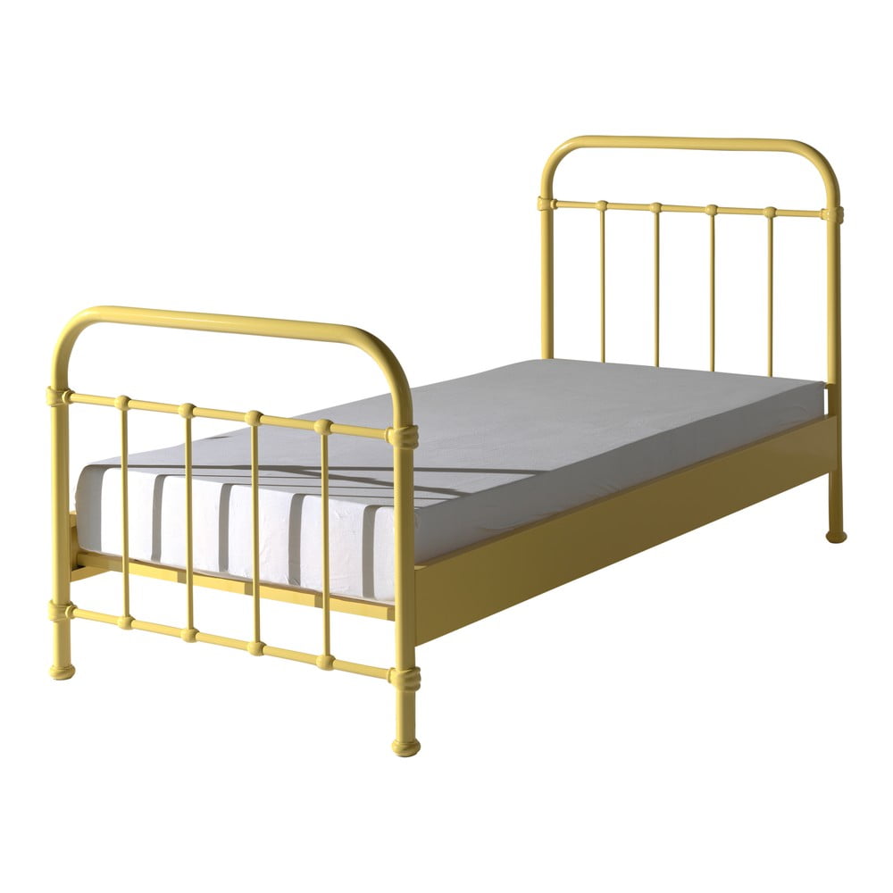 Žltá kovová detská posteľ Vipack New York 90 × 200 cm