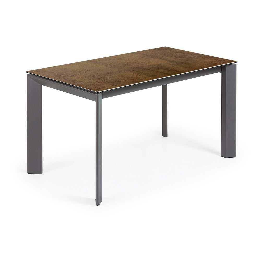 Hnedo-sivý rozkladací jedálenský stôl Kave Home Atta 140 x 90 cm
