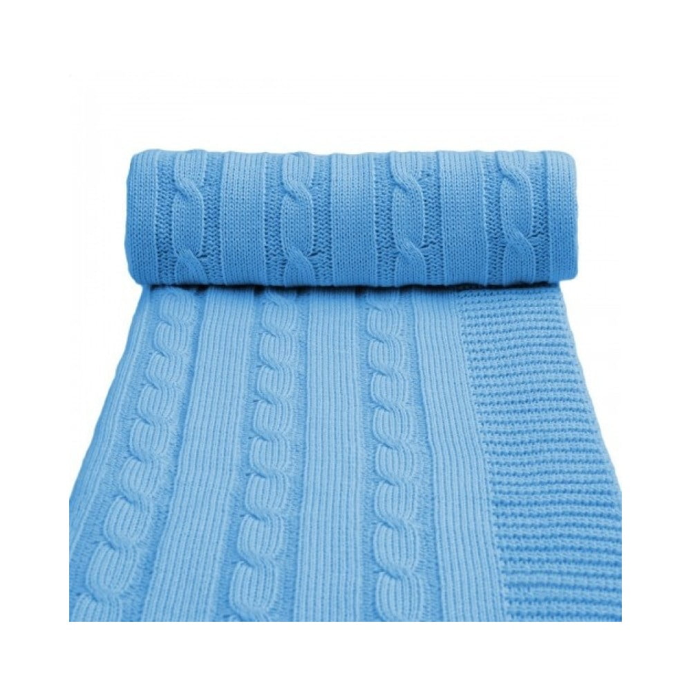 Modrá pletená detská deka s podielom bavlny T-TOMI Spring 80 x 100 cm