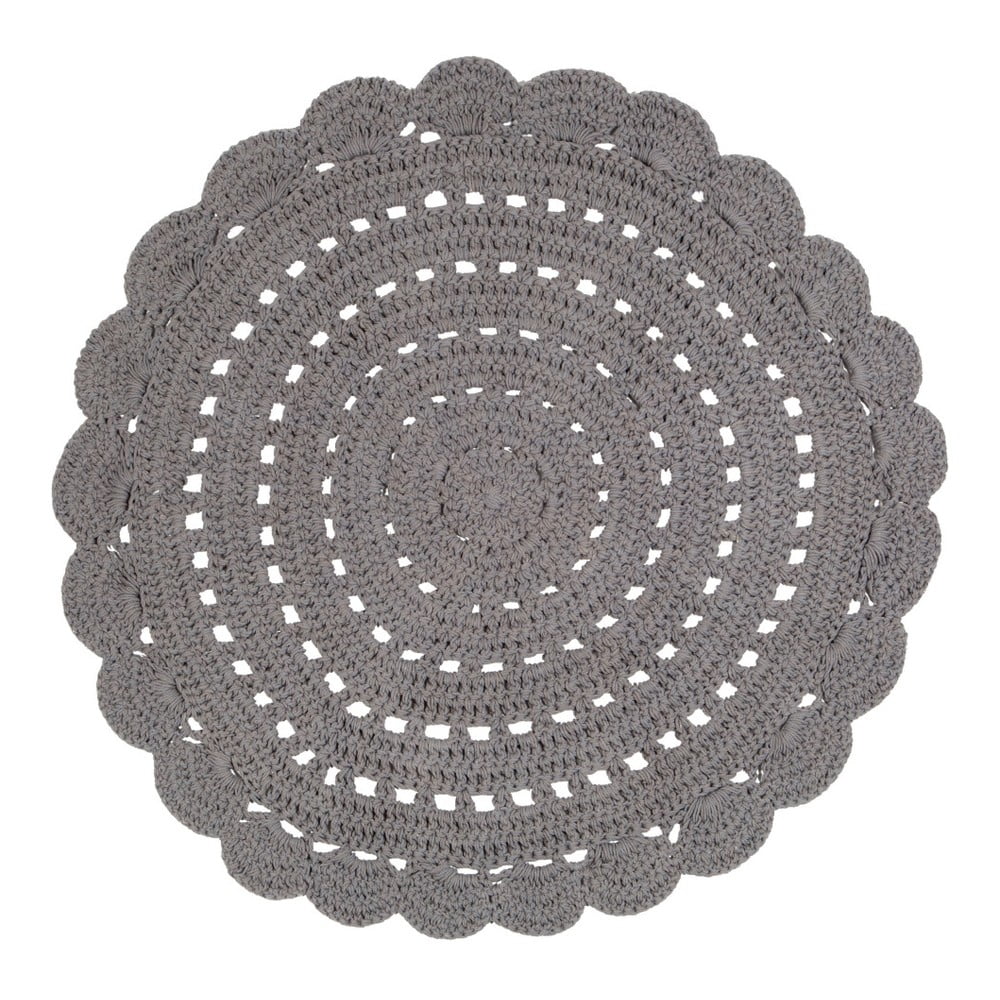 Sivá ručne háčkovaná bavlnená predložka Nattiot Alma ⌀ 120 cm