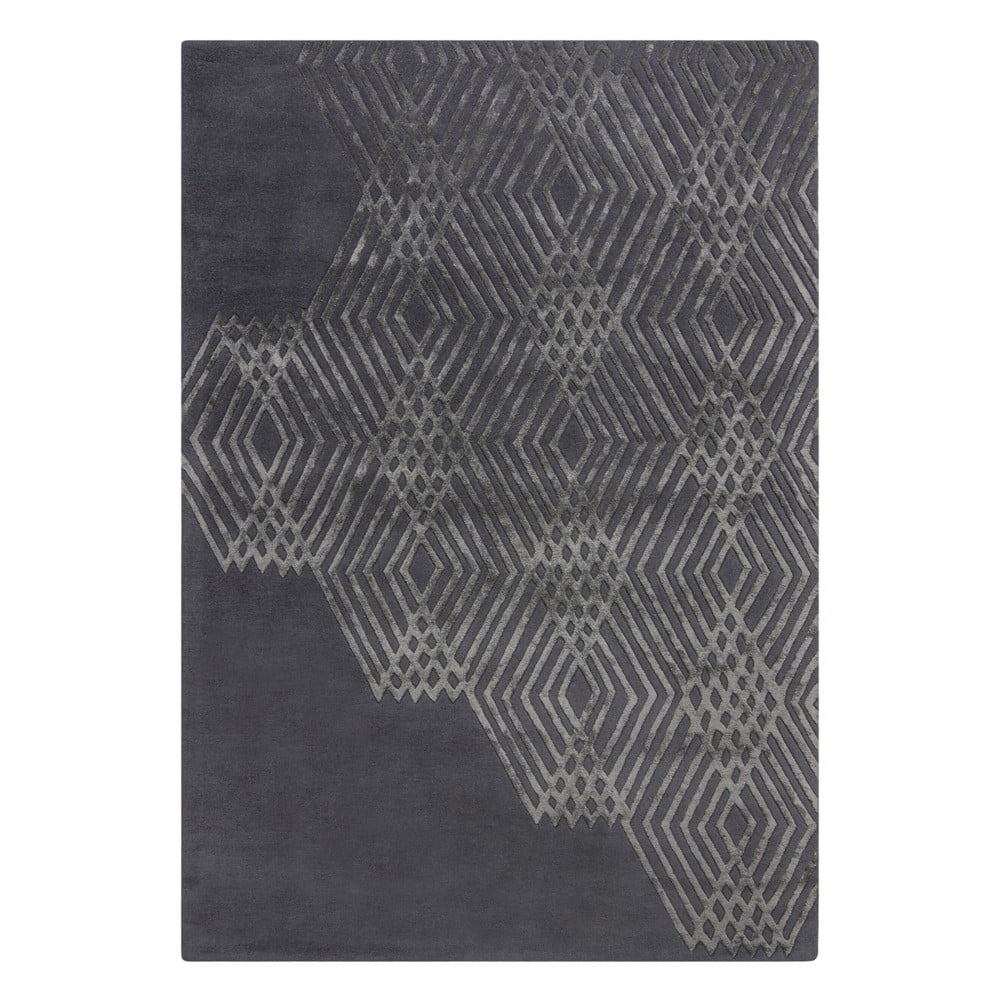 Tmavosivý vlnený koberec Flair Rugs Diamonds 120 x 170 cm